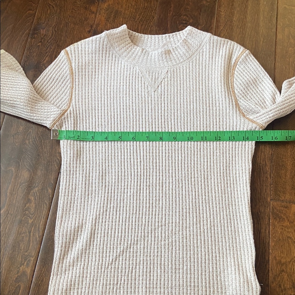 Free People Ivory Mountaineer Lace Up Long Sleeve Thermal Tee - Size Small - Picture 7 of 9